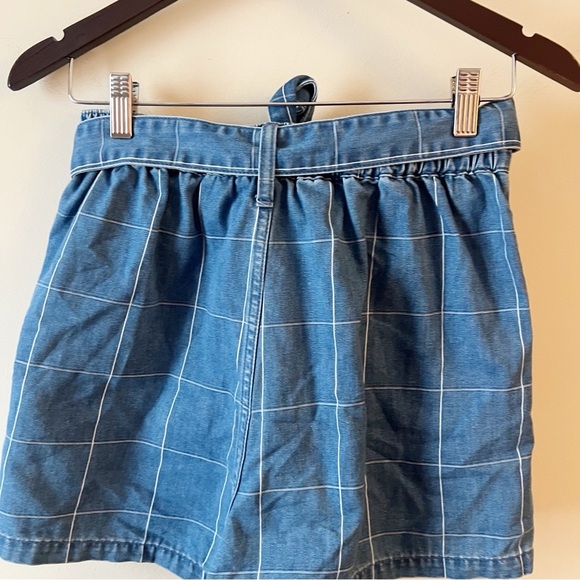 Madewell Shorts Size 26 Denim Paperbag Indigo Windowpane Tie Waist High Rise - Picture 5 of 9
